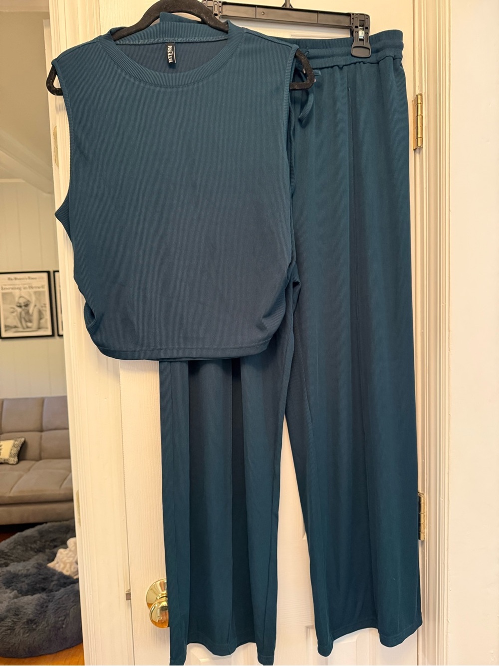 Sleeveless Set in Teal — Relaxed Tank & Wide-Leg Pants